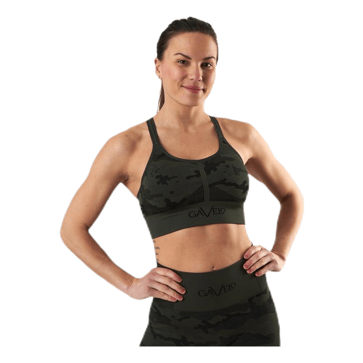 Seamless Camo Sports Bra Patterned/Black