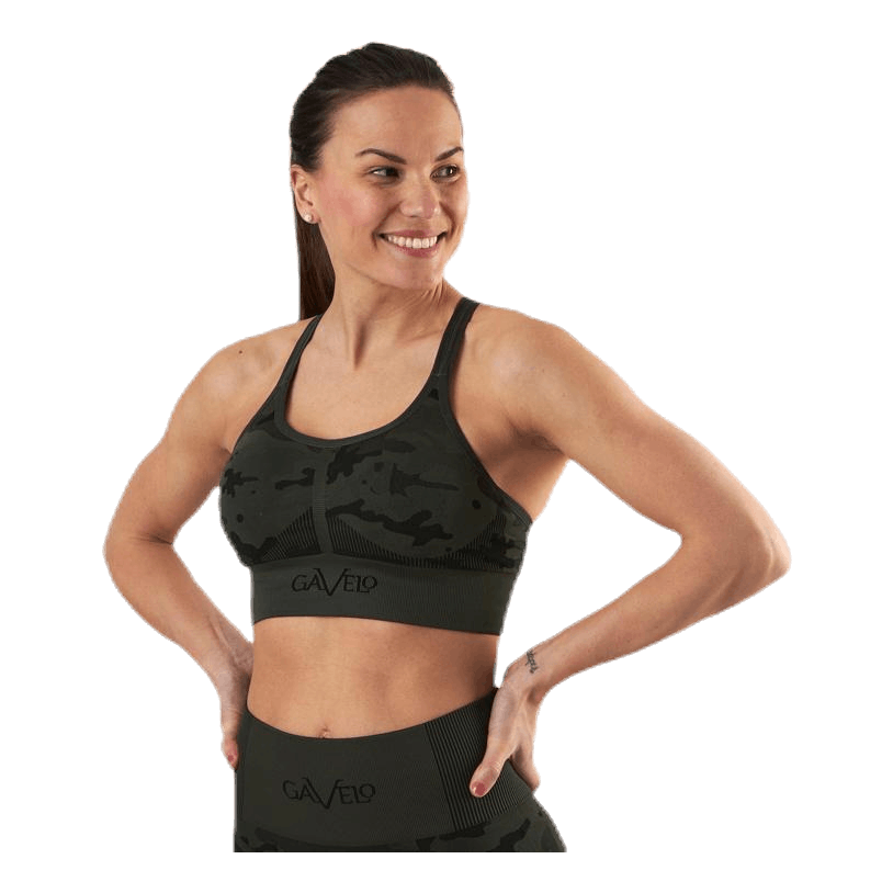 Seamless Camo Sports Bra Patterned/Black
