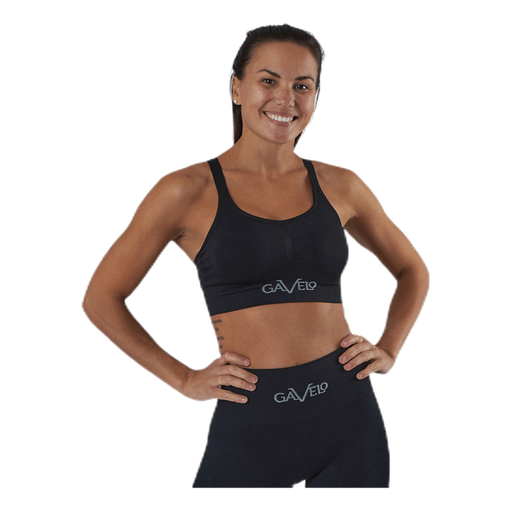 Seamless Black Sports Bra Black