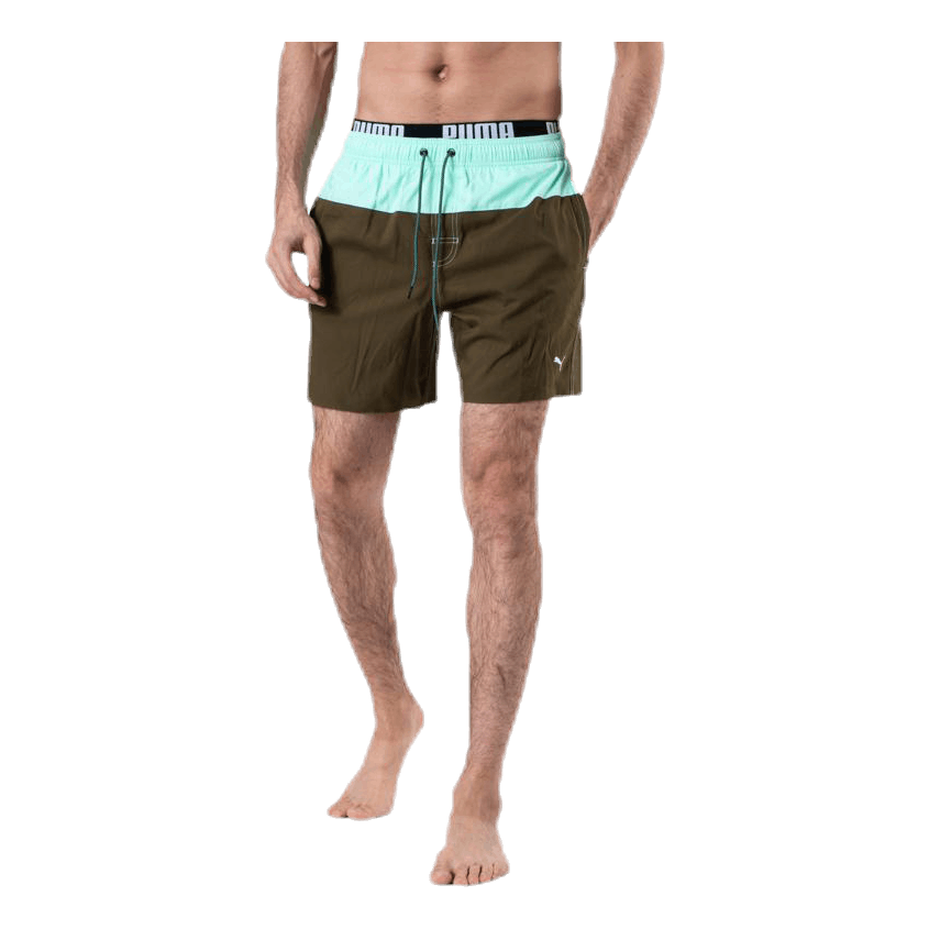 Logo Medium Length Swim Shorts Brown/Green