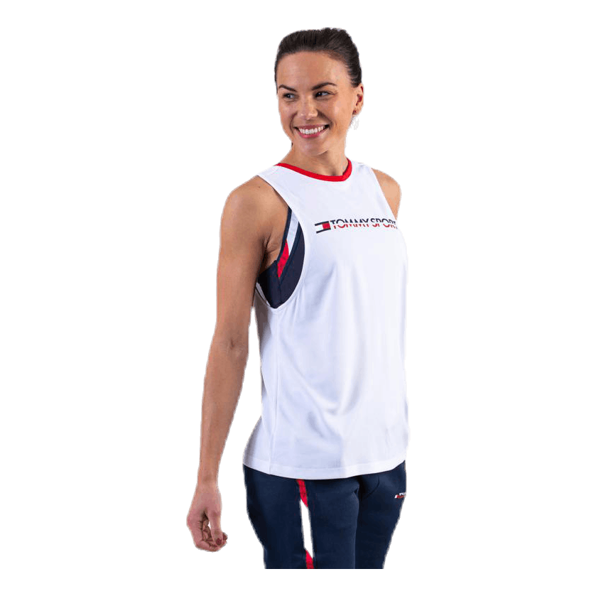 Open Back Tape Tank Top White
