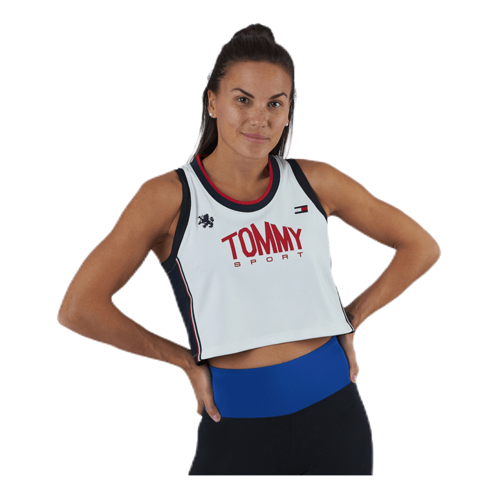 Crop Tommy Tank Top Blue/White