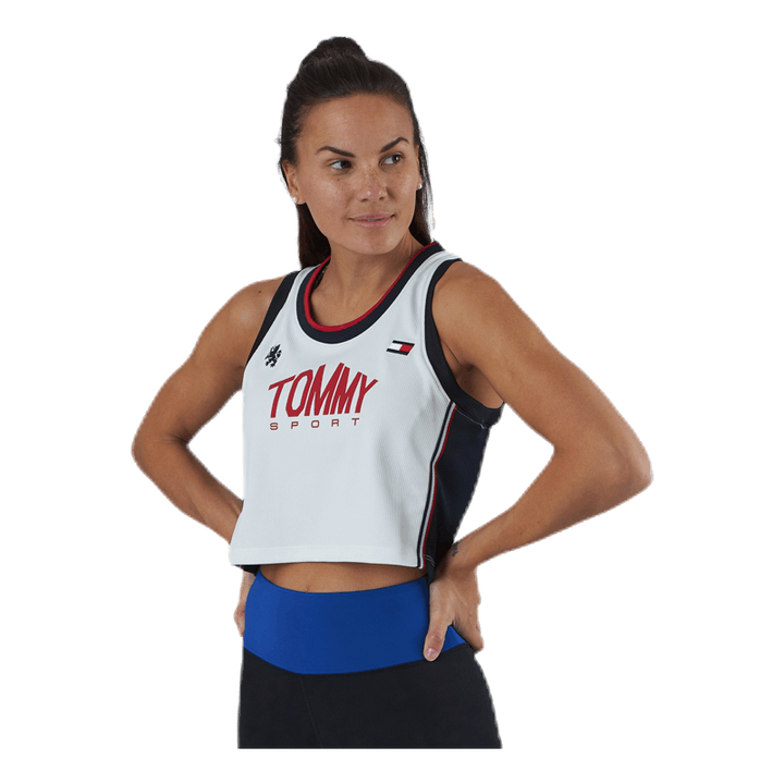 Crop Tommy Tank Top Blue/White