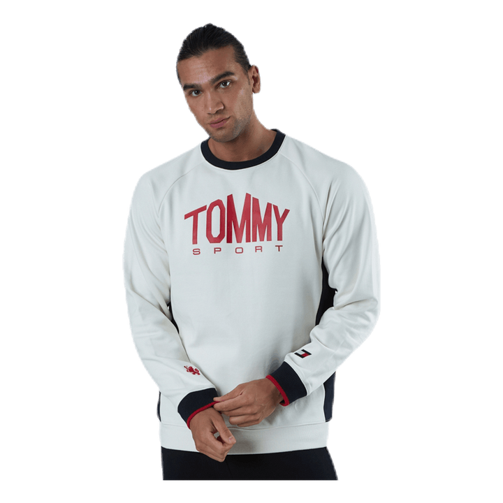 Blocked Fleece Logo Crew White