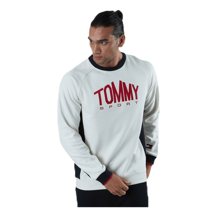 Blocked Fleece Logo Crew White