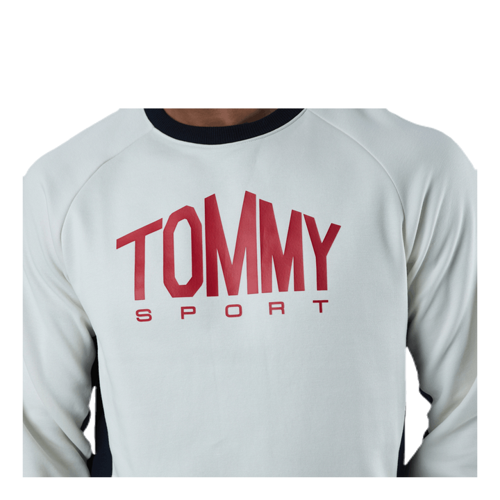 Blocked Fleece Logo Crew White