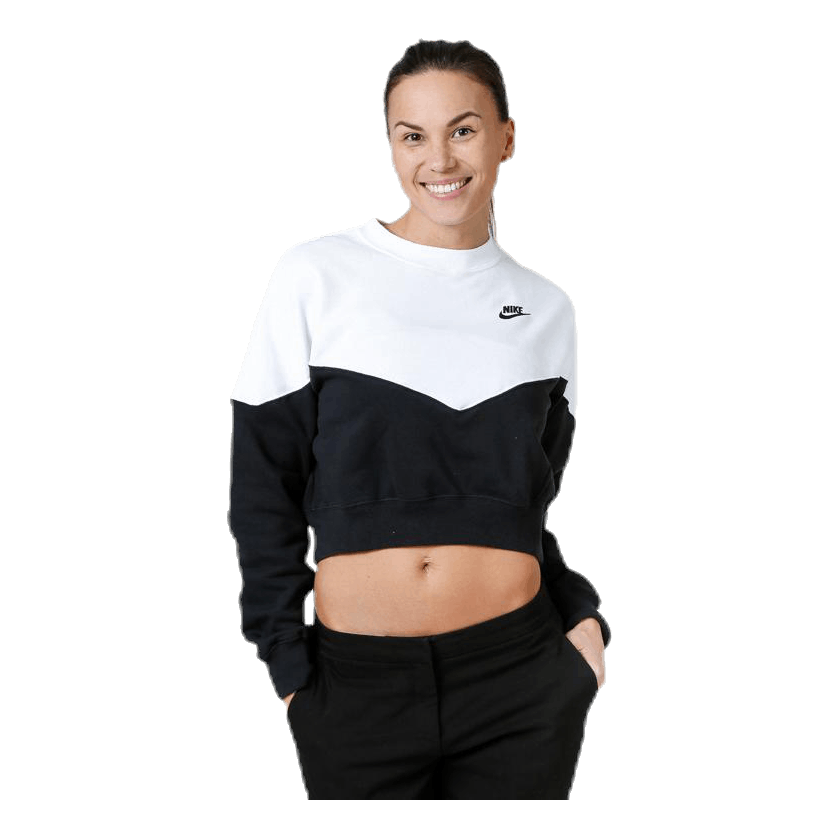 Nike Heritage Fleece Crew White Black Sportamore