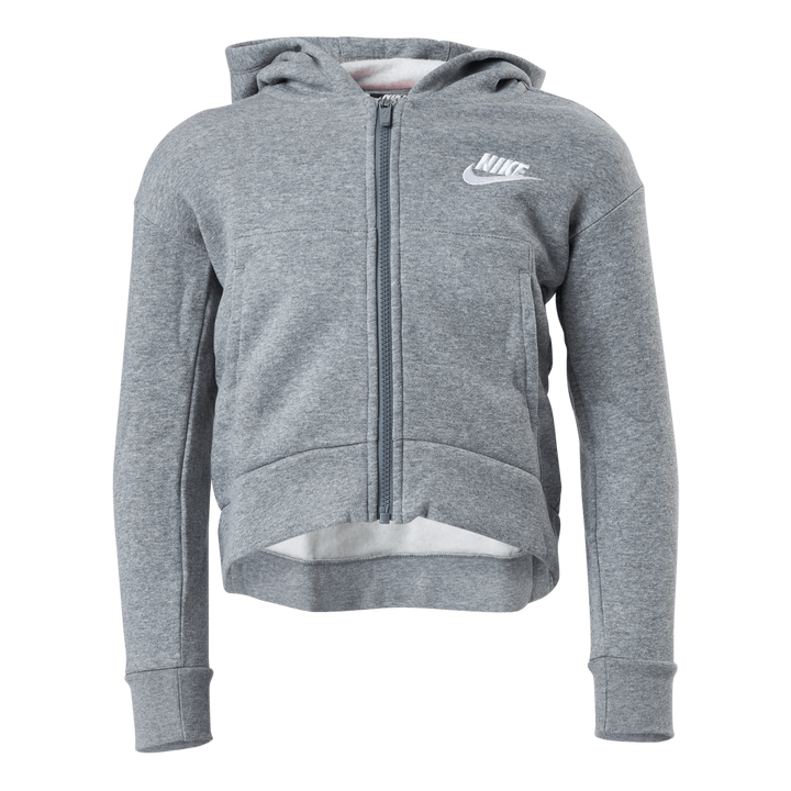 Sportswear Club Fleece Big Kids' (Girls') Full-Zip Hoodie CARBON HEATHER/WHITE