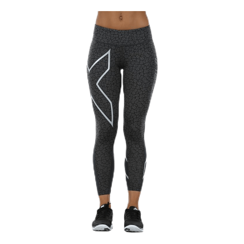 Patterned Mid-Rise Compression 7/8 Tights Black/Grey