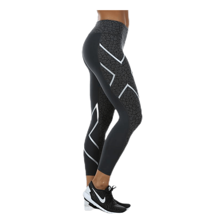 Patterned Mid-Rise Compression 7/8 Tights Black/Grey