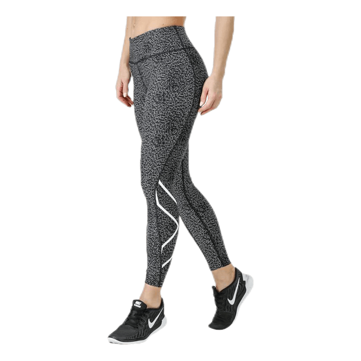 Mid-Rise Compression Print Tights W White/Black