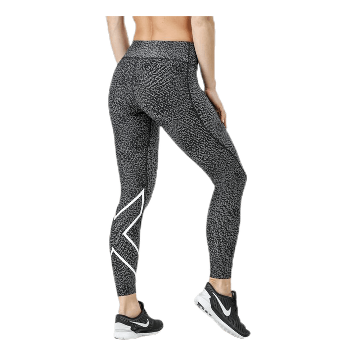 Mid-Rise Compression Print Tights W White/Black