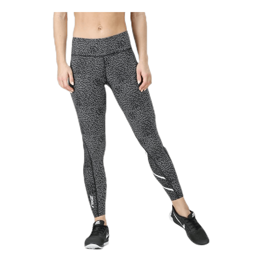 Mid-Rise Compression Print Tights W White/Black