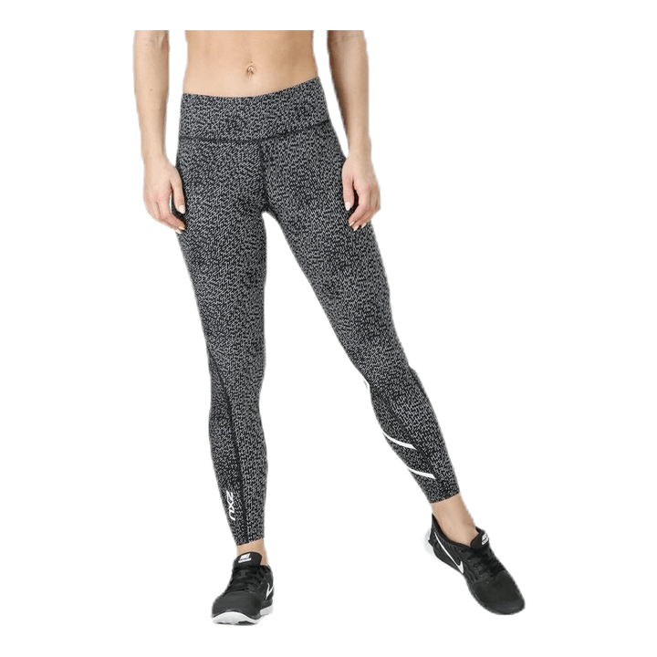 Mid-Rise Compression Print Tights W White/Black