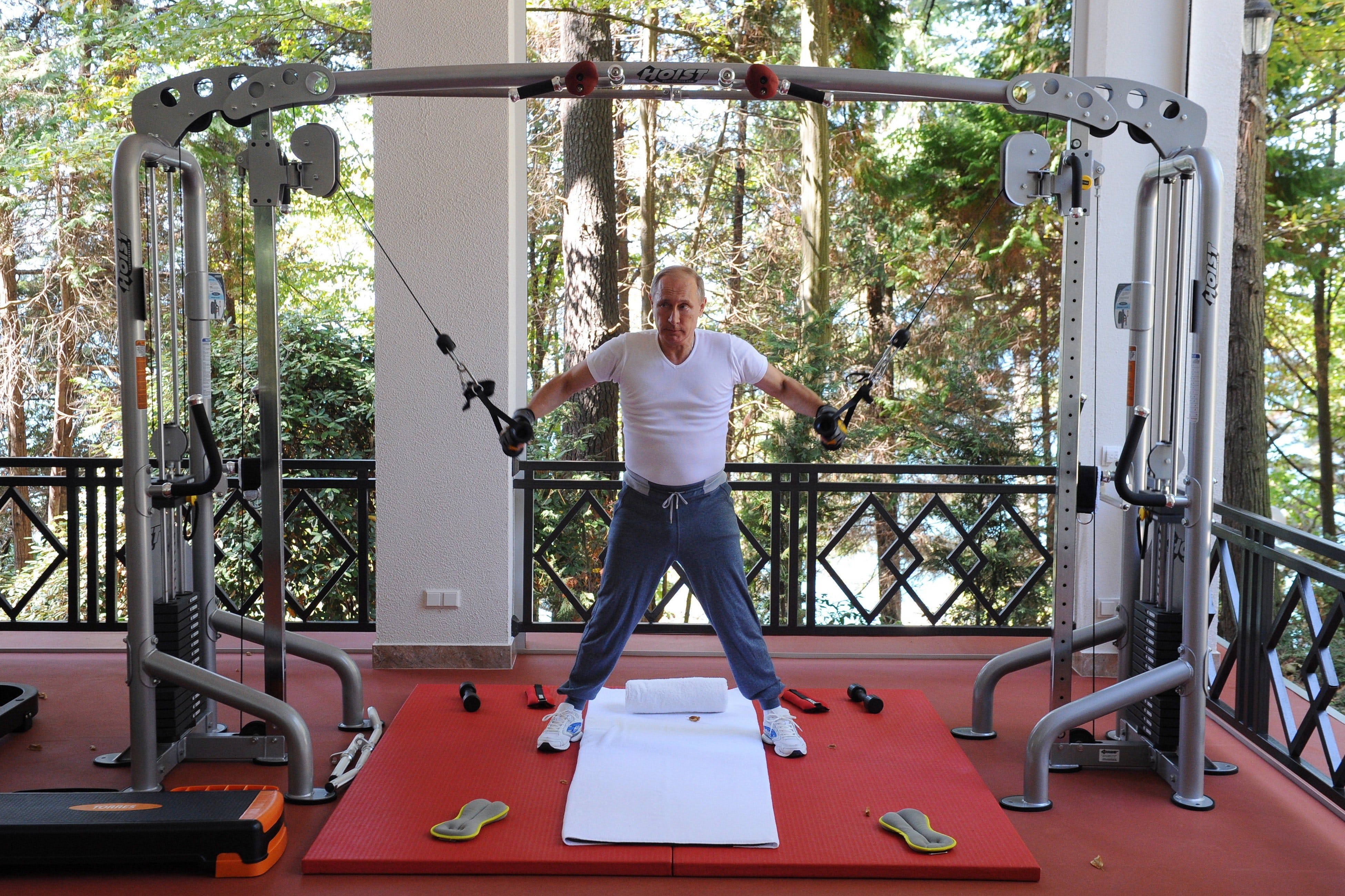 Putin och Medvedev öser på i gymmet Image