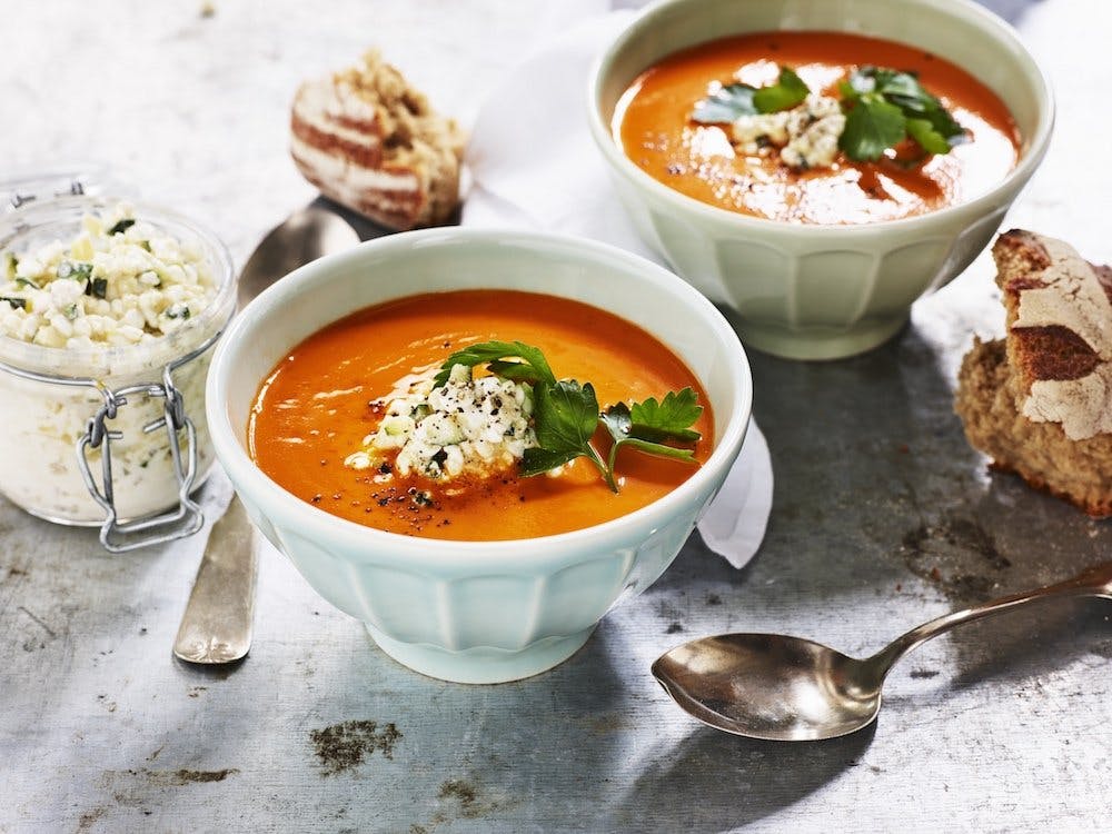 Tomatsuppe med ekstra proteiner til deg som trener Image