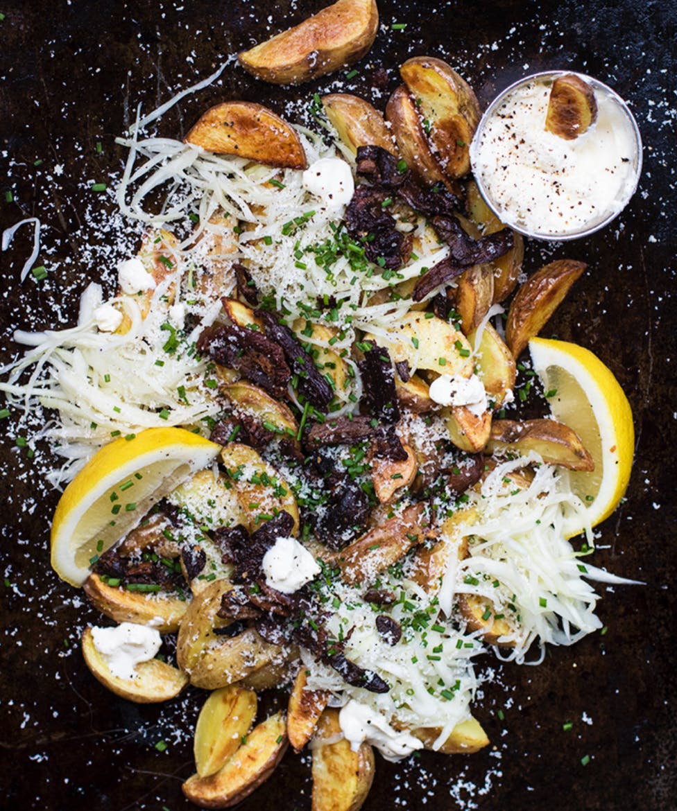 Vegetarisk vardagsmiddag på en plåt Image