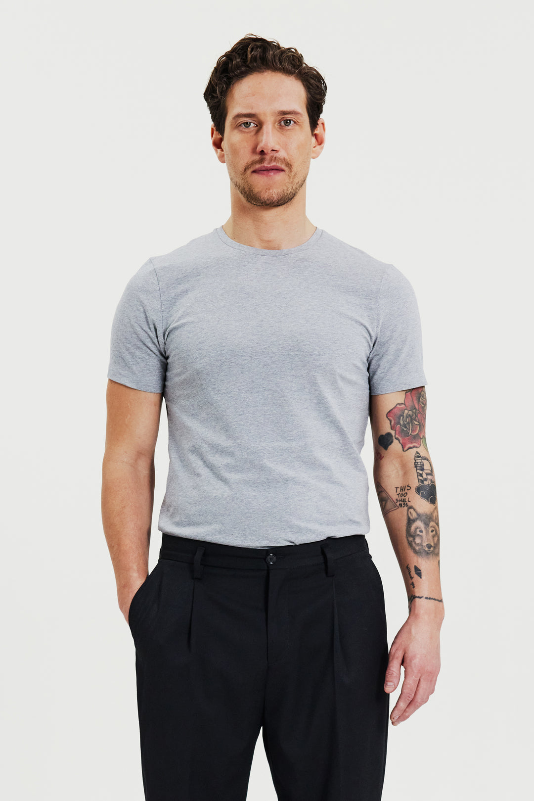 Crew-Neck Slim Grey Melange