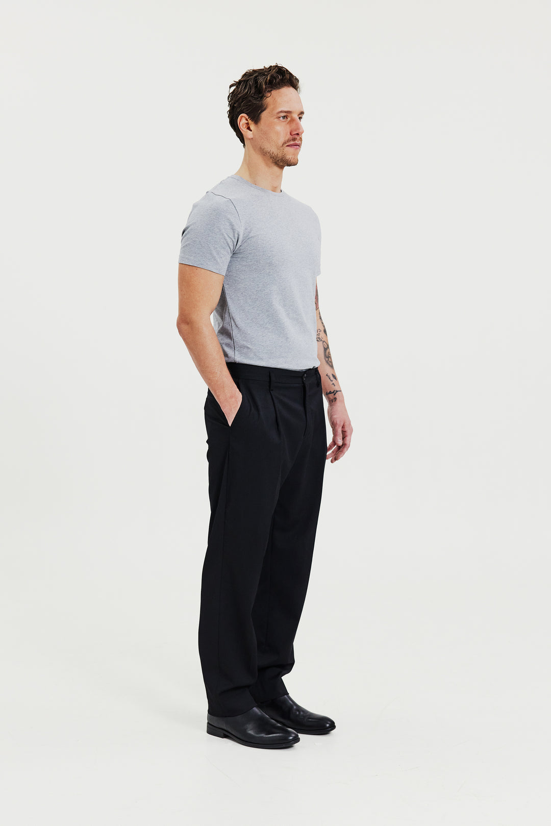 Crew-Neck Slim Grey Melange