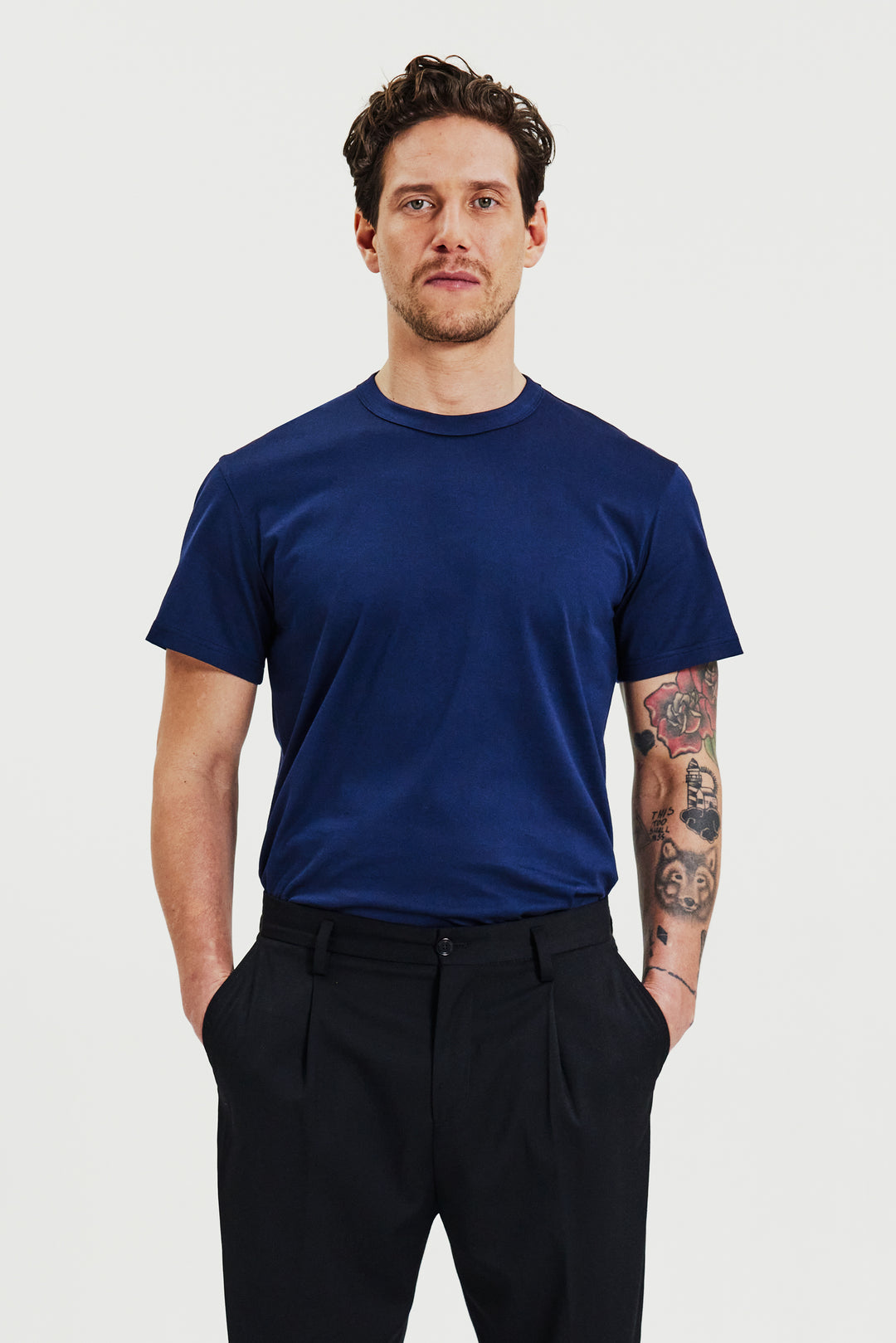 Crew-Neck Pima Navy Blue