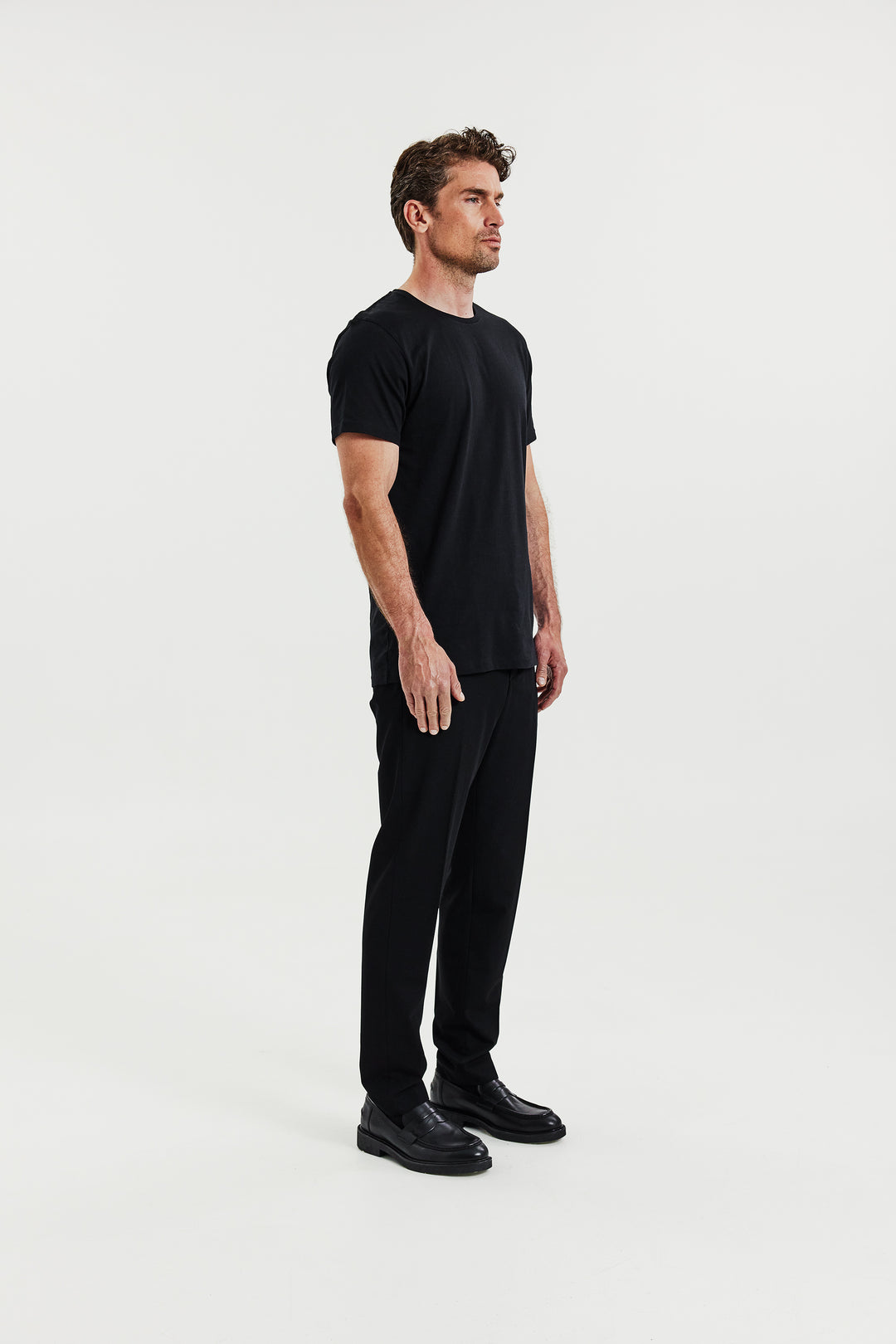 Crew-neck Lightweight Cotton 2-pack Black