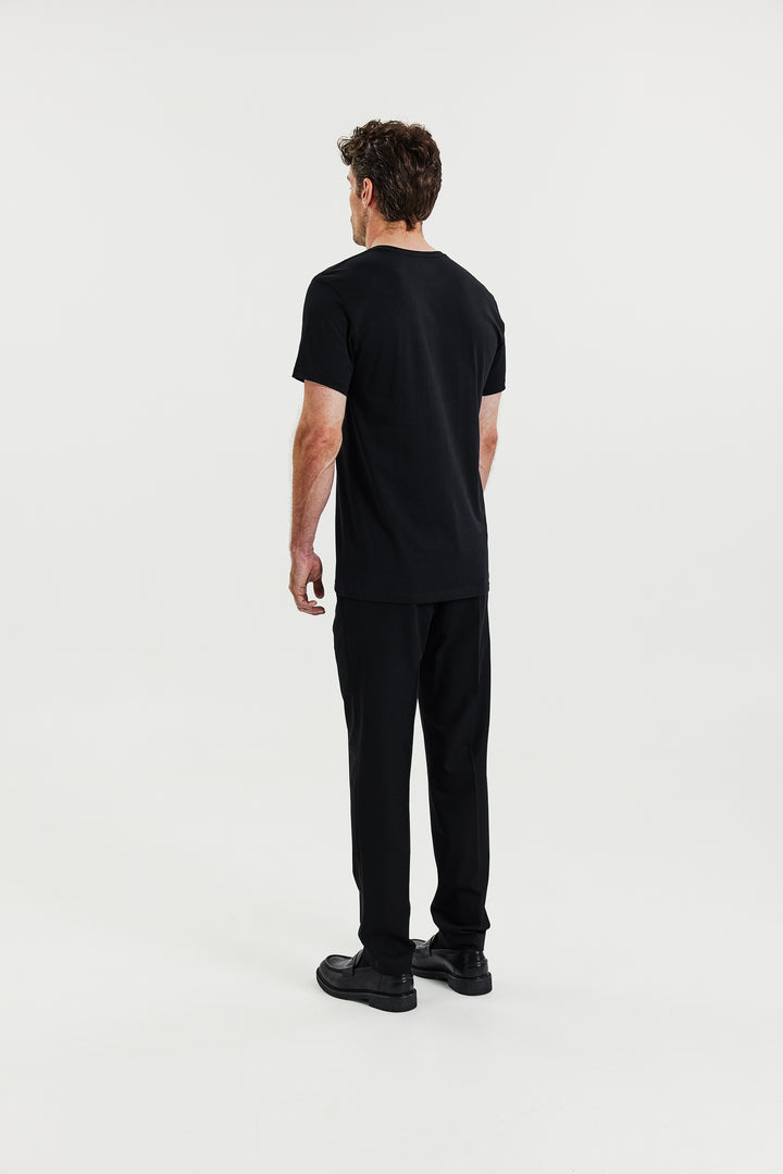 Crew-neck Lightweight Cotton 2-pack Black