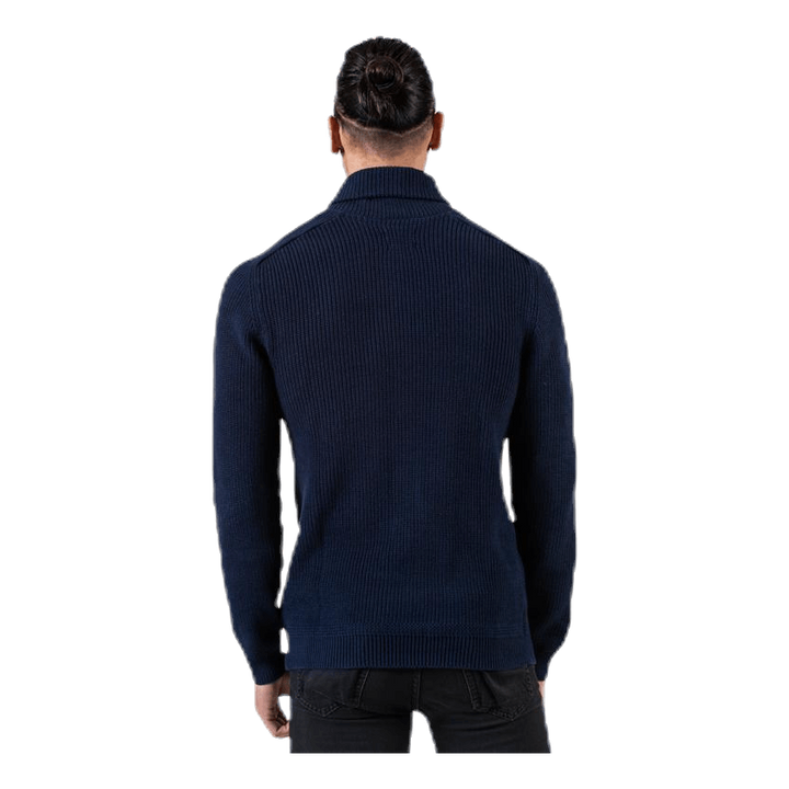 Davis Knit Shawl Neck Blue