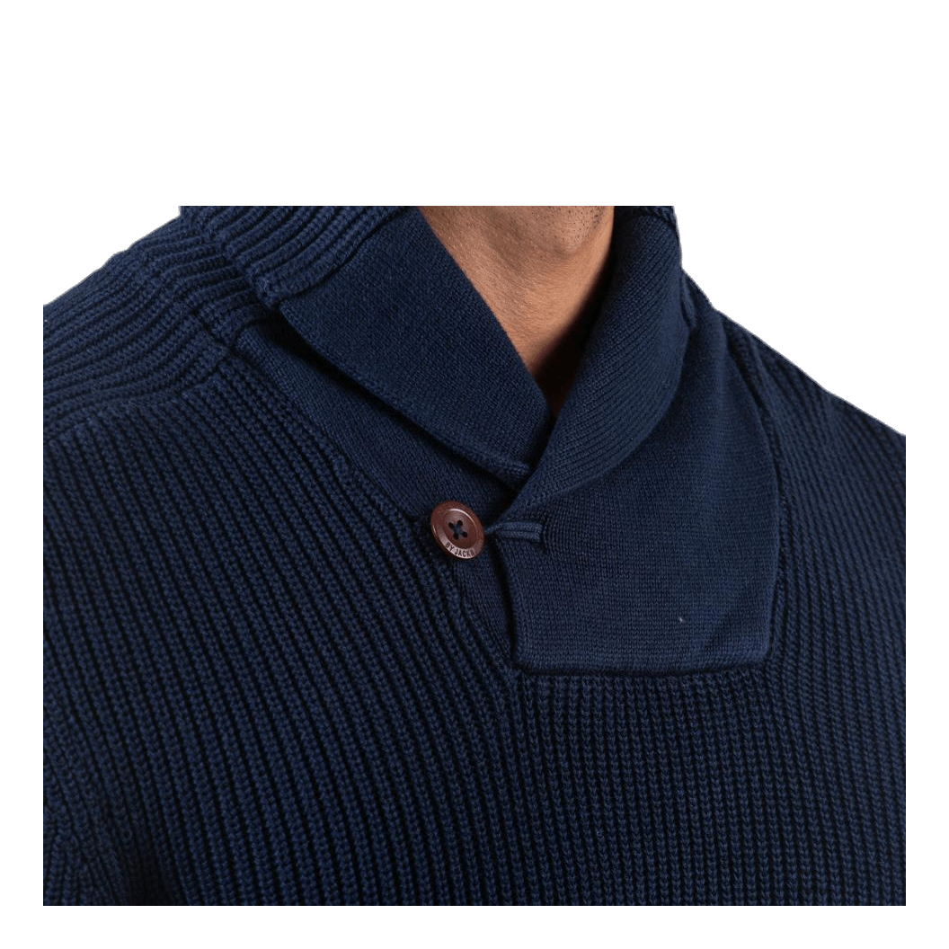 Davis Knit Shawl Neck Blue