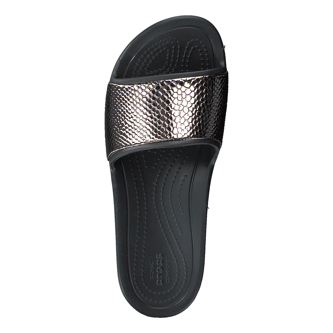 Crocs Sloane Metaltext Slide W Gunmetal/black