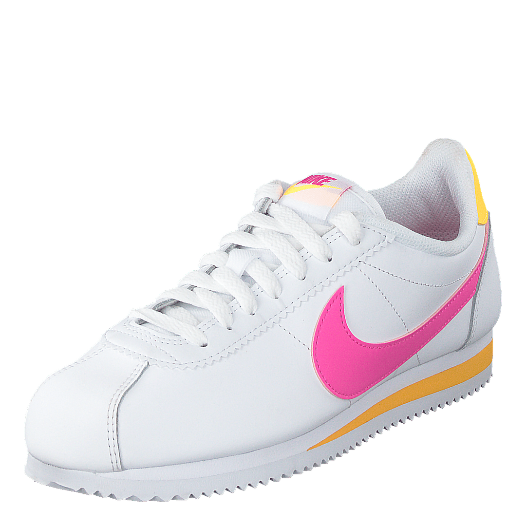 Wmns Classic Cortez Leather White/laser Fuchsia-orange