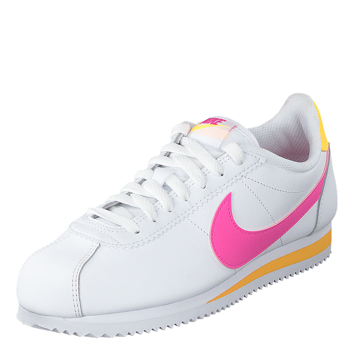 Wmns Classic Cortez Leather White/laser Fuchsia-orange