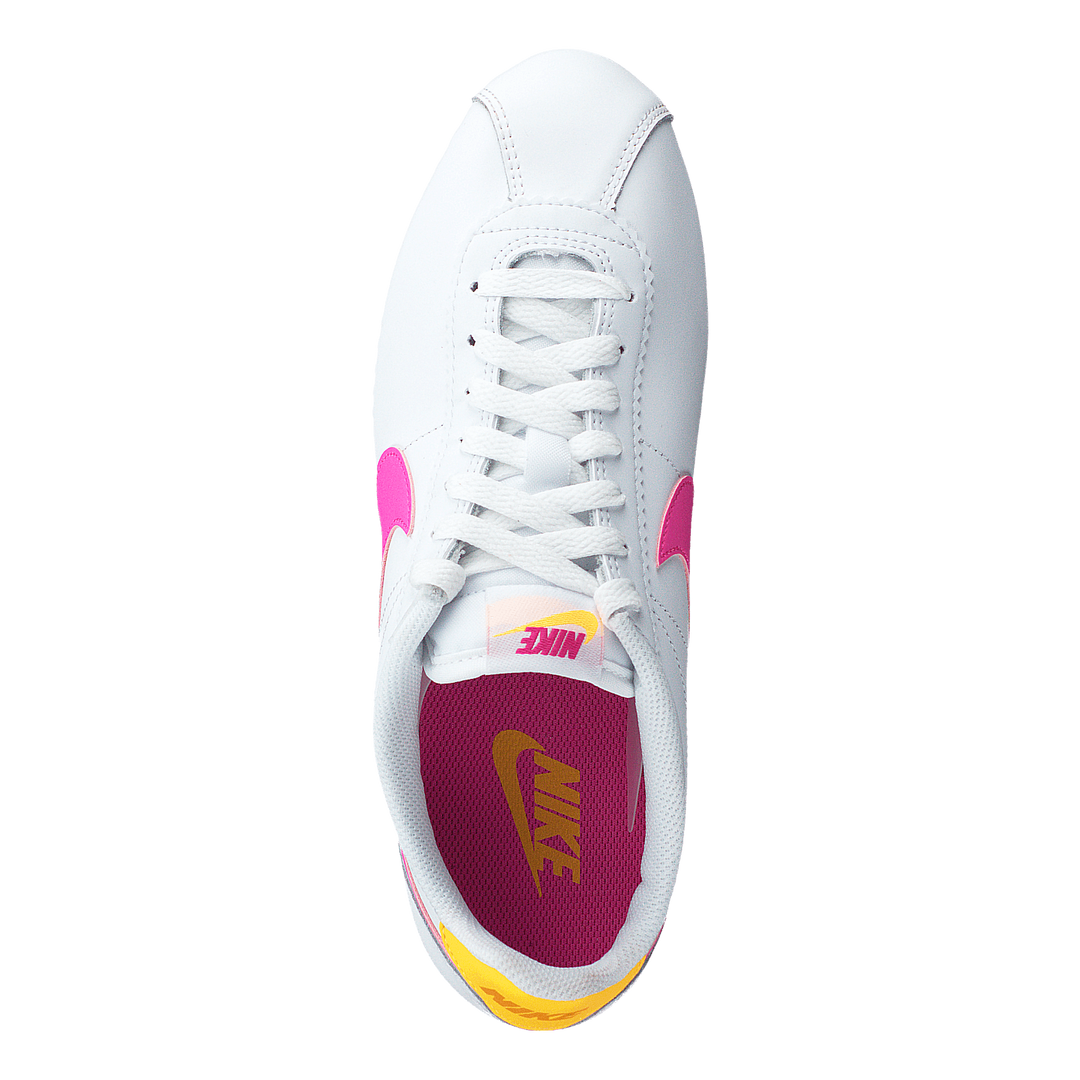 Wmns Classic Cortez Leather White/laser Fuchsia-orange