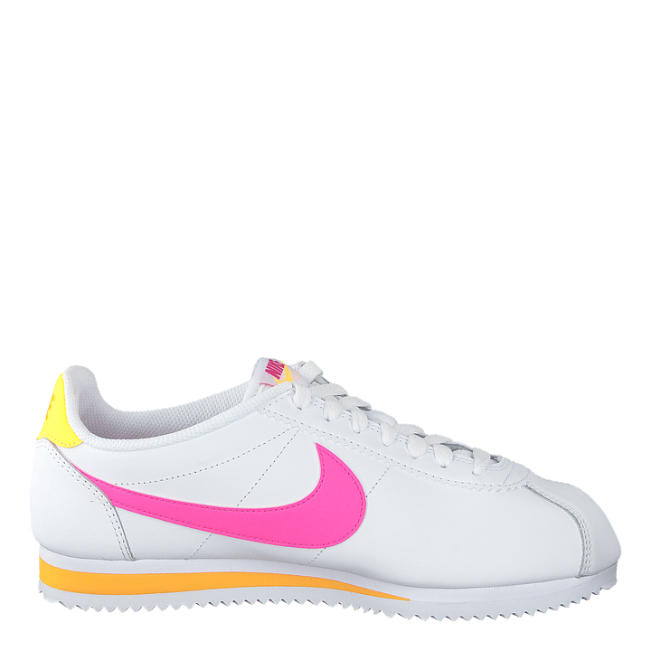 Wmns Classic Cortez Leather White/laser Fuchsia-orange