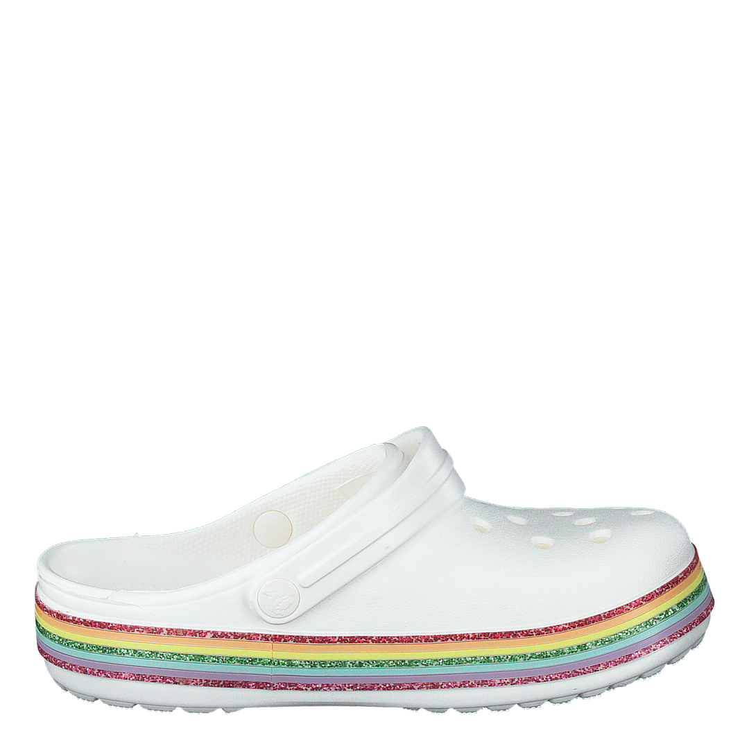 Crocband Rainbow Glitter Clg K White