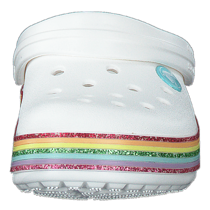 Crocband Rainbow Glitter Clg K White