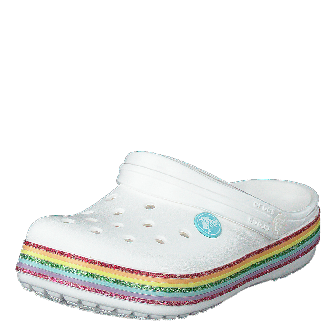 Crocband Rainbow Glitter Clg K White