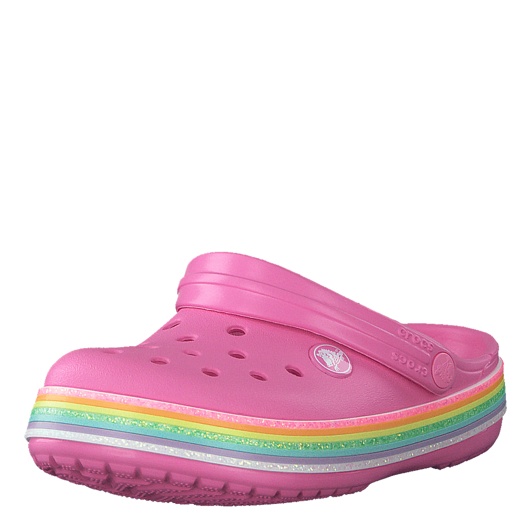 Crocband Rainbow Glitter Clg K Pink Lemonade