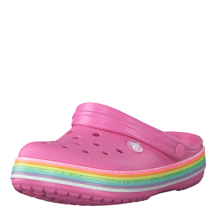 Crocband Rainbow Glitter Clg K Pink Lemonade