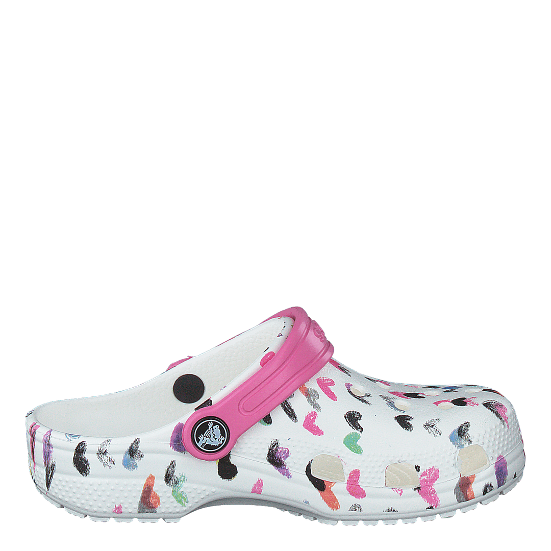 Classic Heart Print Clog K White