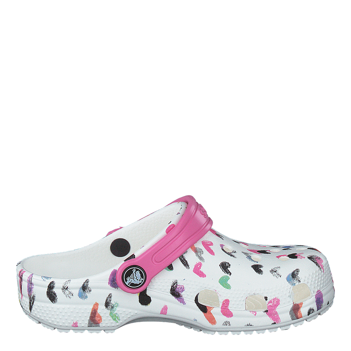 Classic Heart Print Clog K White