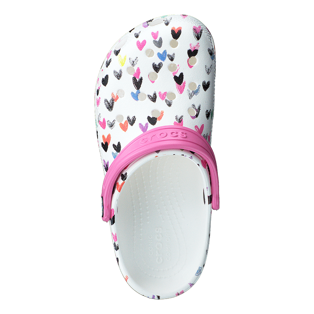 Classic Heart Print Clog K White