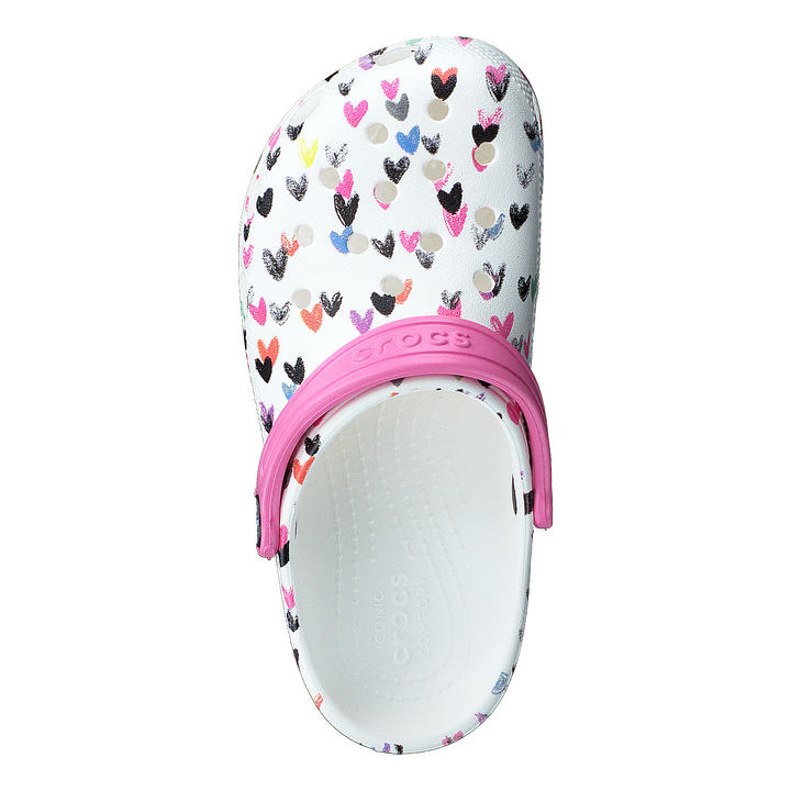 Classic Heart Print Clog K White