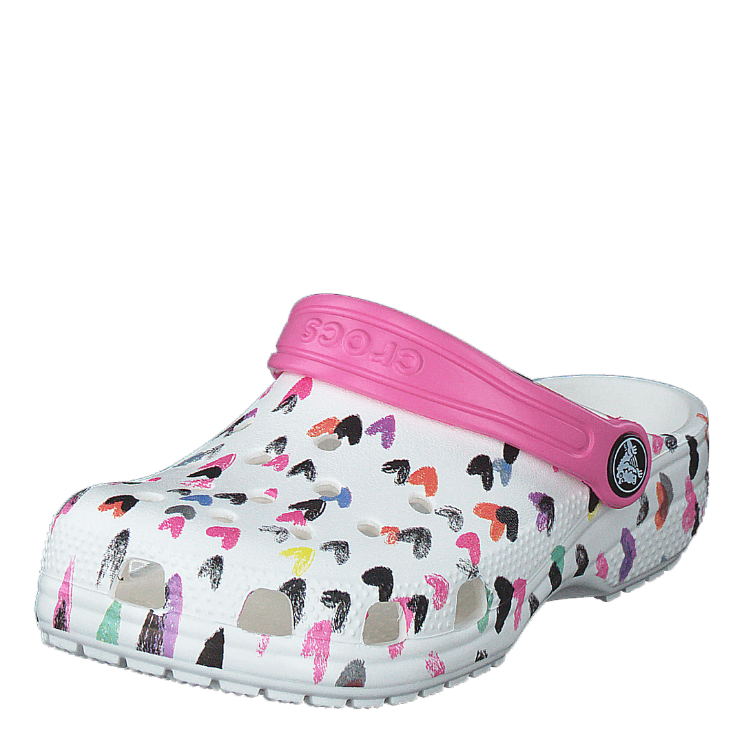 Classic Heart Print Clog K White