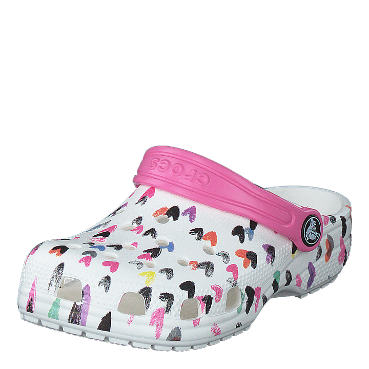 Classic Heart Print Clog K White