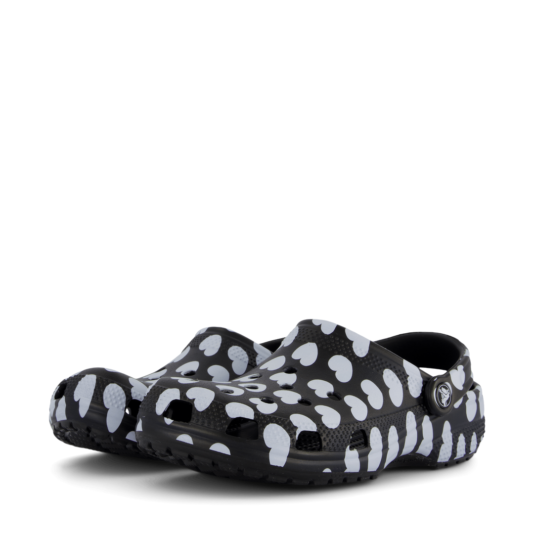 Classic Heart Print Clog Black / White