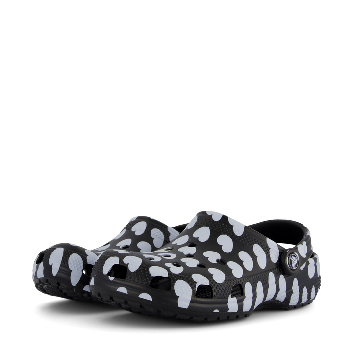 Classic Heart Print Clog Black / White