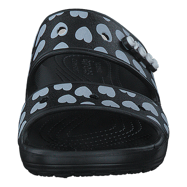 Classic Heart Print Sandal Black / White