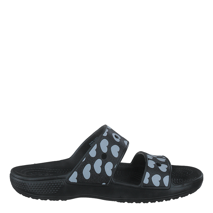 Classic Heart Print Sandal Black / White