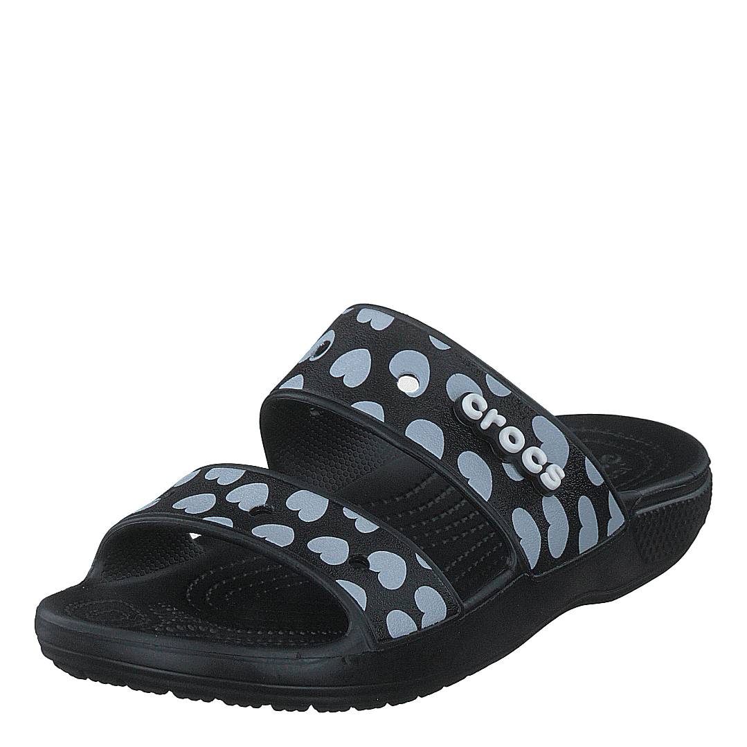 Classic Heart Print Sandal Black / White