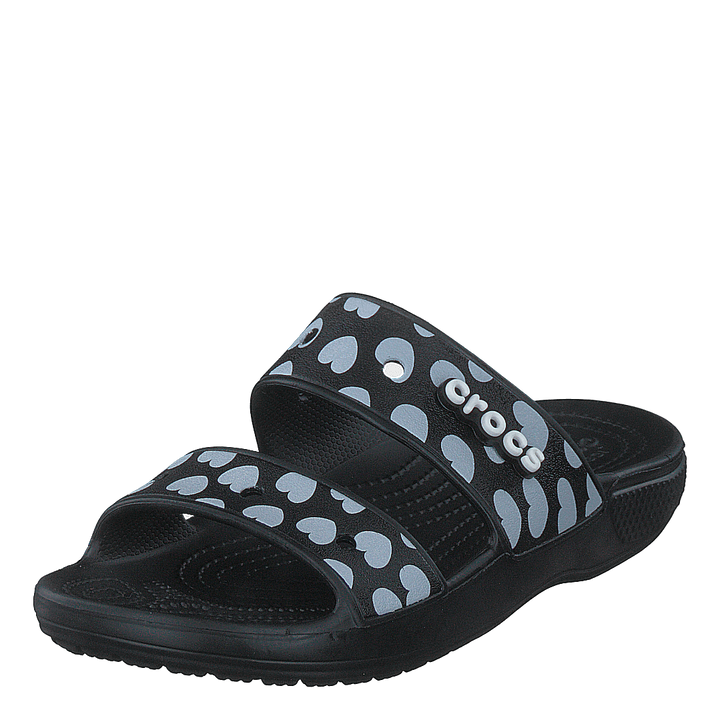 Classic Heart Print Sandal Black / White